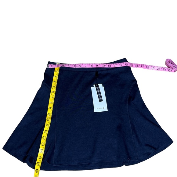 Lacoste Midnight Blue 100% Wool Side Zip A Line Mini Skirt Size 6 Made In France - Picture 7 of 9